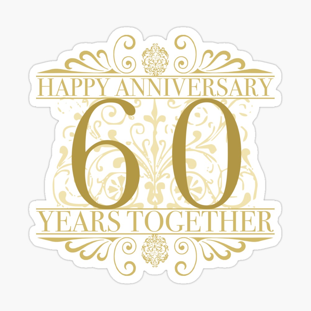 Happy 60th wedding anniversary hand lettering 60 Vector Image