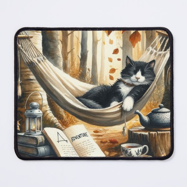 Item preview, Black and White Tuxedo Cat Dreaming of Adventure designed and sold by sweetbelle.