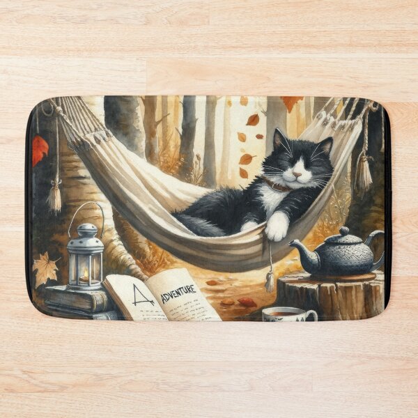 Item preview, Black and White Tuxedo Cat Dreaming of Adventure designed and sold by sweetbelle.