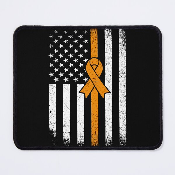 Item preview, Distressed American US Flag Orange Ribbon Leukemia Awareness designed and sold by MobyStickers.