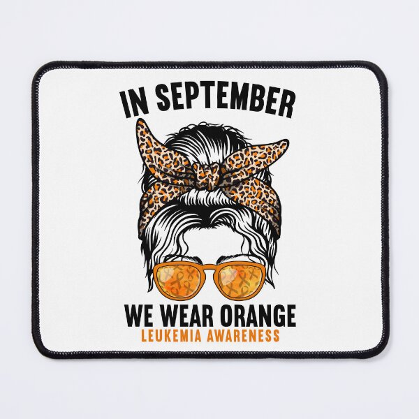 Item preview, In September We Wear Orange Leukemia Awareness Messy Bun designed and sold by MobyStickers.