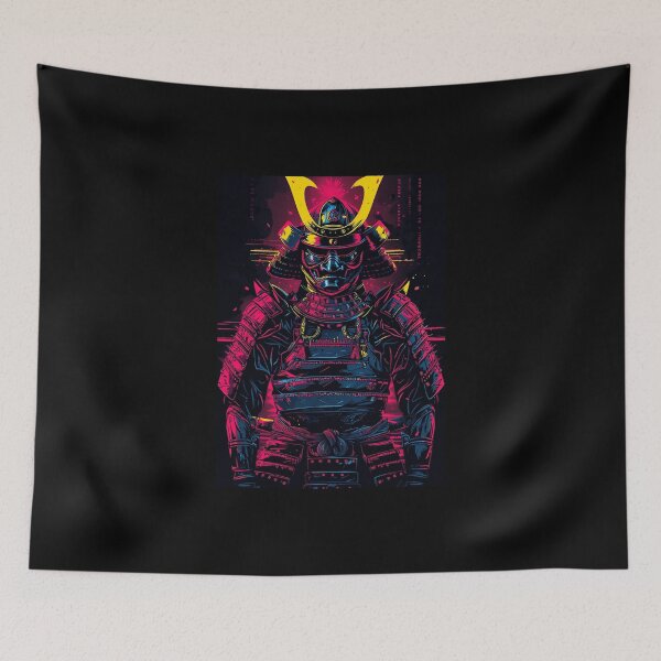 Item preview, Neon Samurai Vigil: Cyberpunk Shogun Illustration designed and sold by ShogunStyle.
