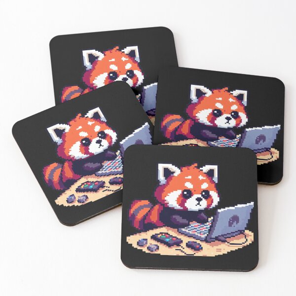 Item preview, Red panda gaming pixel art designed and sold by LandPol.