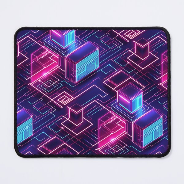 Item preview, Neon Cyberplex: Vibrant Isometric Cyberpunk Pattern designed and sold by Sir Meow Meow.