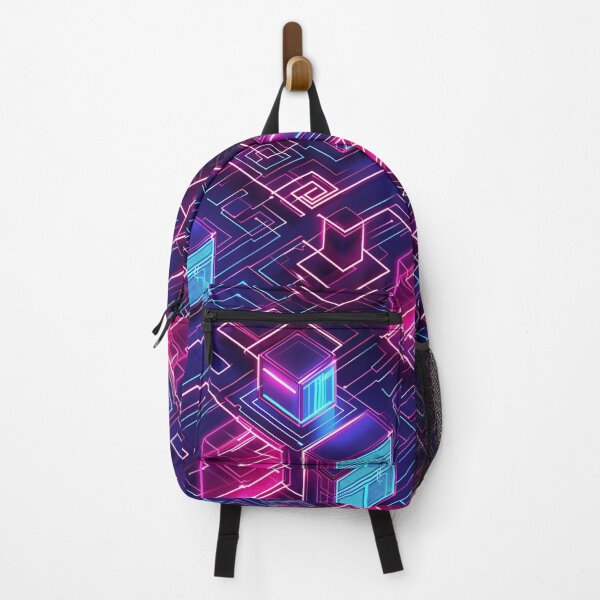 Item preview, Neon Cyberplex: Vibrant Isometric Cyberpunk Pattern designed and sold by Sir Meow Meow.