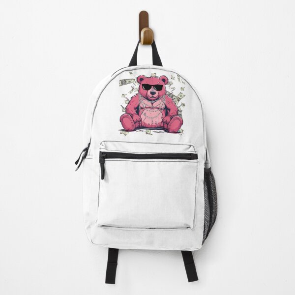Item preview, pink bear with chains, glasses and money in urban style background designed and sold by stickersvnzla.
