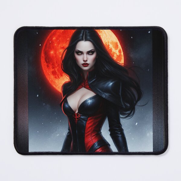 Item preview, She Hunts Under A Blood Moon Beautiful AI Concept Art Portrait by Xzendor7 designed and sold by Xzendor7 Digital Art Creations.