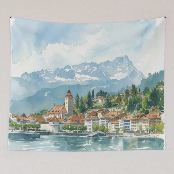 Item preview, Watercolor Design of Lucerne - Switzerland  designed and sold by Sketch-Shack.