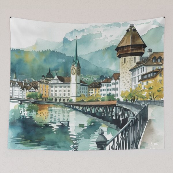 Item preview, Watercolor Design of Lucerne - Switzerland  designed and sold by Sketch-Shack.