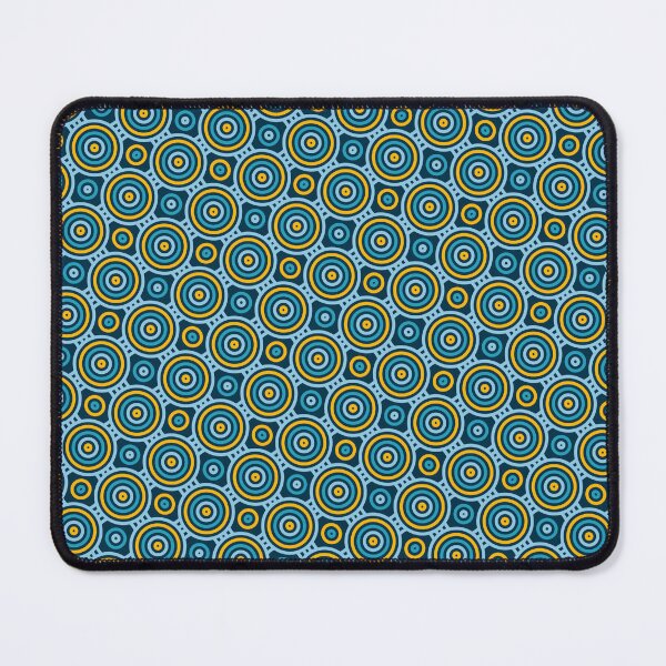 Item preview, Blue & Yellow Ring Circles Seamless Continuous Pattern Textile designed and sold by Alchemy-A-La-G.