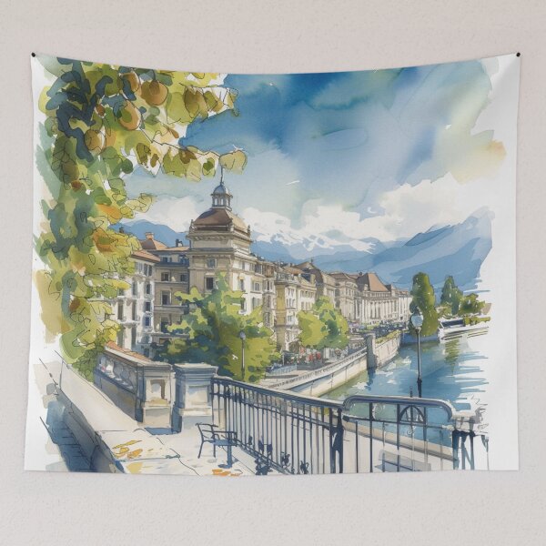 Item preview, Watercolor Design of Geneva - Switzerland  designed and sold by Sketch-Shack.