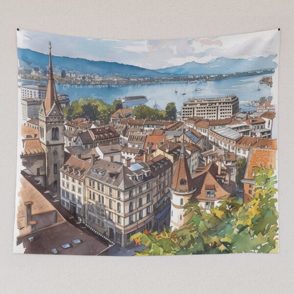 Item preview, Watercolor Design of Geneva - Switzerland  designed and sold by Sketch-Shack.