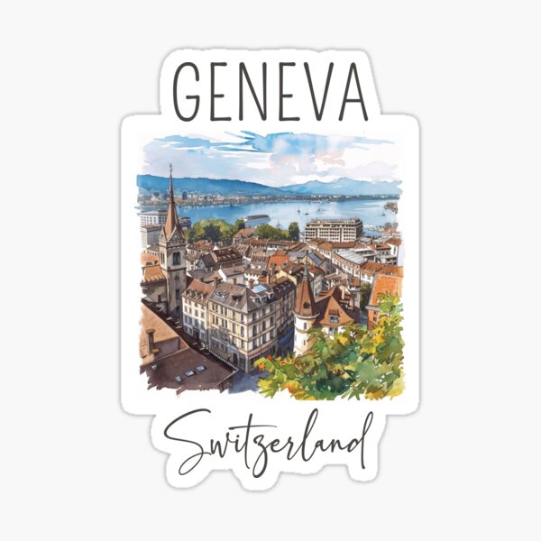 Item preview, Watercolor Design of Geneva - Switzerland  designed and sold by Sketch-Shack.