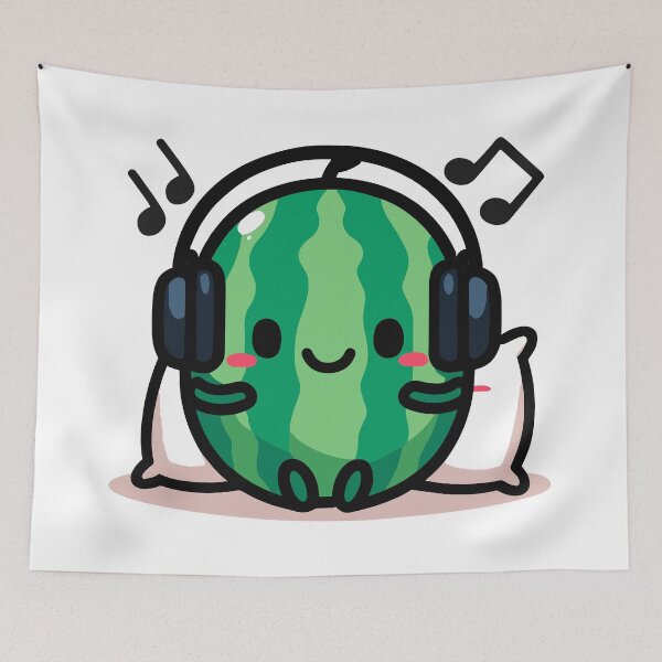 Item preview, Cute Watermelon Listening To Music designed and sold by BluRockDesigns.