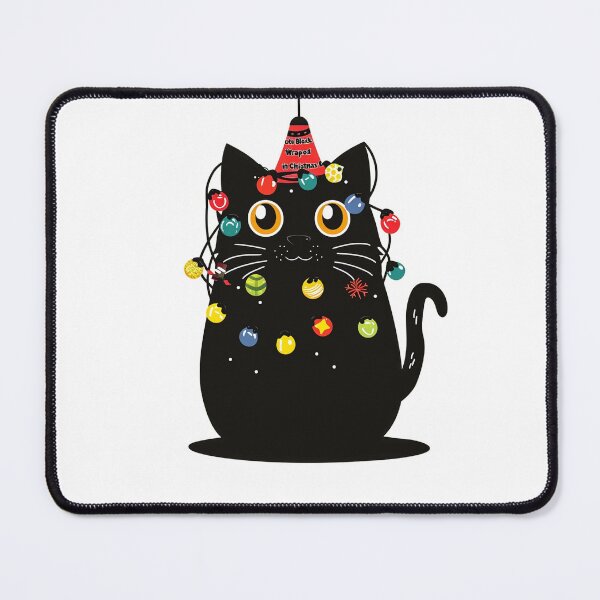 Item preview, Yuletide Glow: Black Cat in Christmas Lights designed and sold by geodedebit.