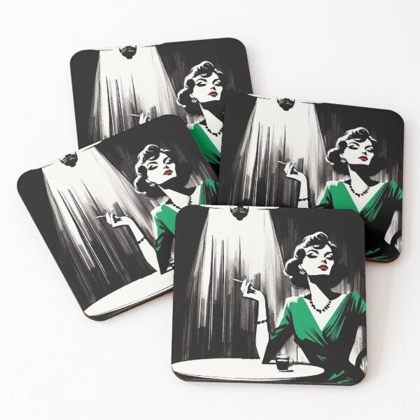 Item preview, Noir Woman in Green Dress [Vintage, Retro] designed and sold by RESToRAPTOR.