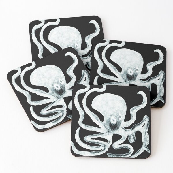 Item preview, Creepy Black and White Octopus designed and sold by TheWorldFamous.