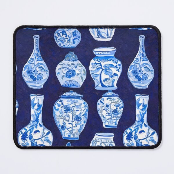 Item preview, Chinoiserie jars on deep blue. Oil painting designed and sold by SophieClimaArt.