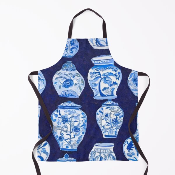 Item preview, Chinoiserie jars on deep blue. Oil painting designed and sold by SophieClimaArt.