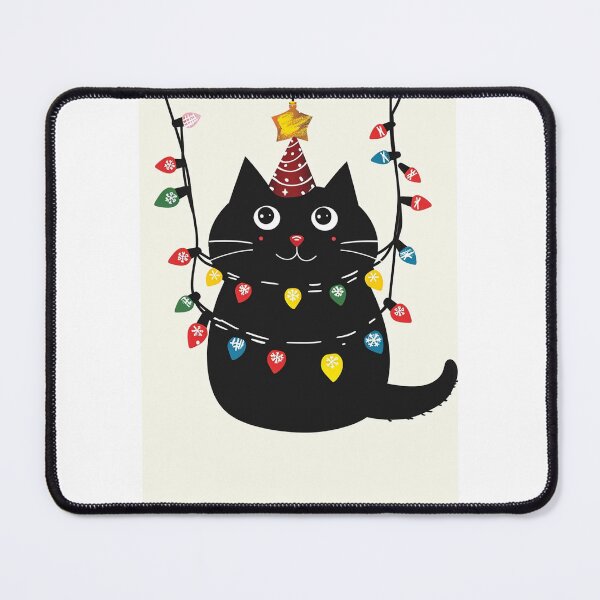 Item preview, Yuletide Glow: Black Cat in Christmas Lights designed and sold by geodedebit.