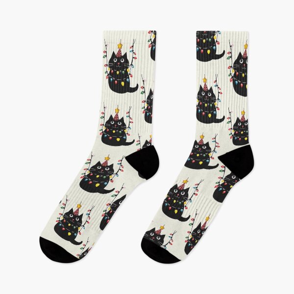 Item preview, Yuletide Glow: Black Cat in Christmas Lights designed and sold by geodedebit.