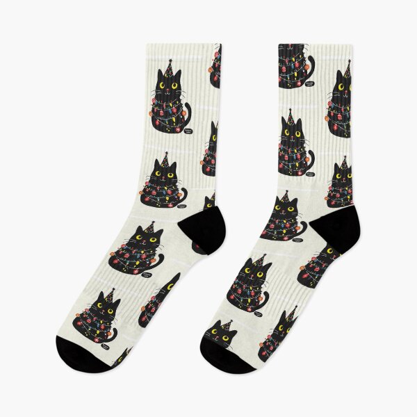 Item preview, Yuletide Glow: Black Cat in Christmas Lights designed and sold by geodedebit.