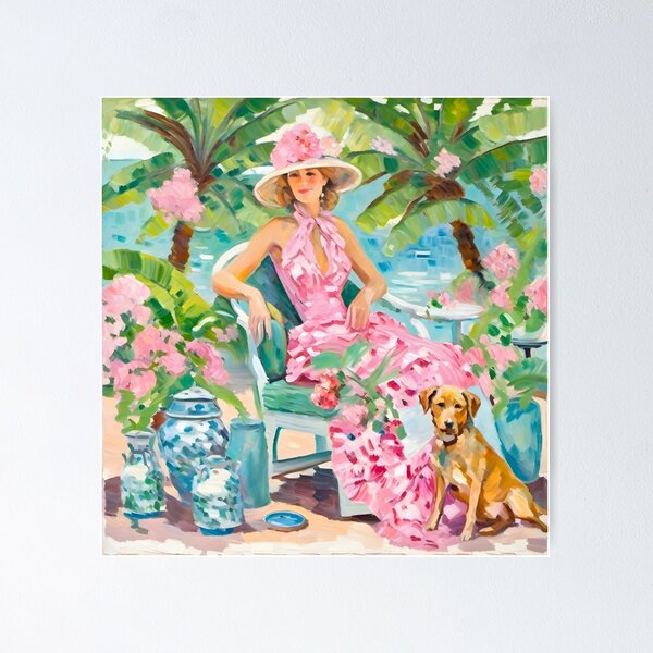 Item preview, Palm Beach afternoon, grandmillennial art designed and sold by SophieClimaArt.