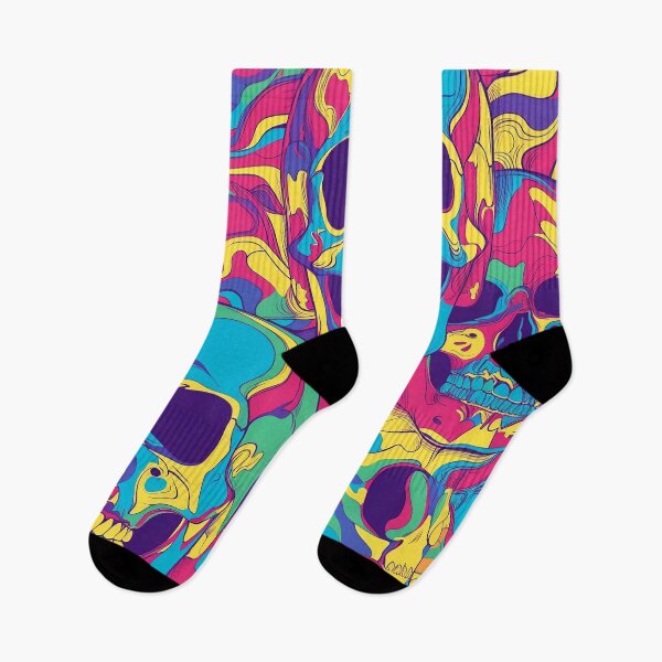Item preview, Tiled Psychedelic Skulls Pattern designed and sold by dcrc.