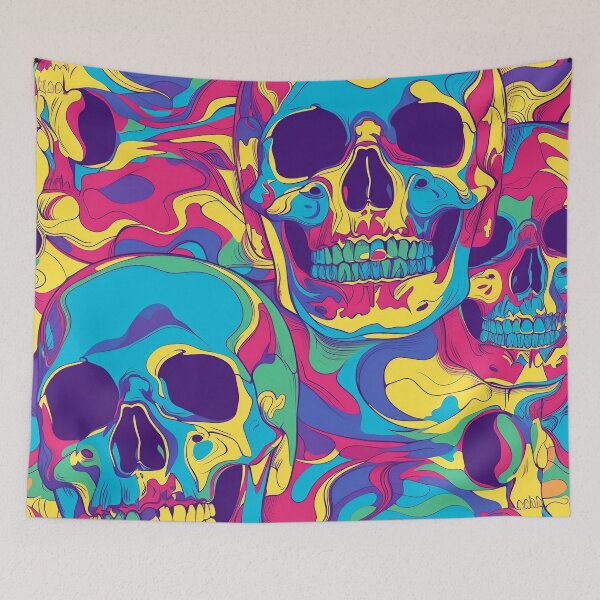 Item preview, Tiled Psychedelic Skulls Pattern designed and sold by dcrc.