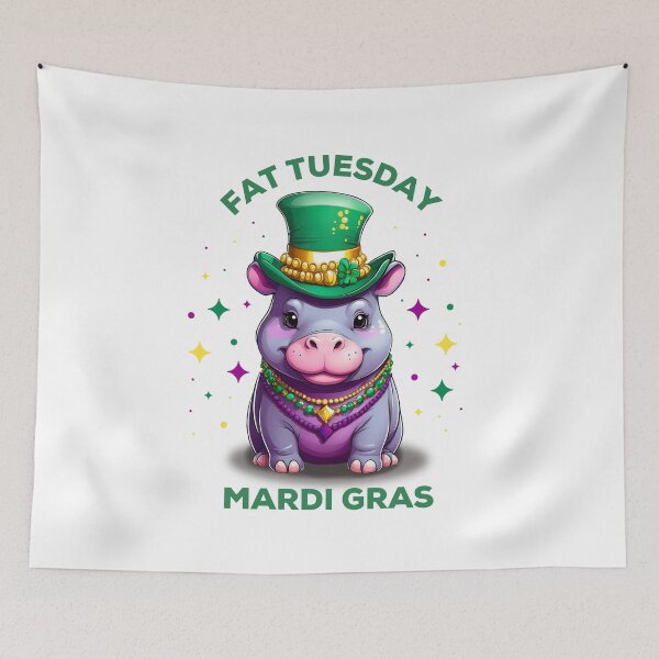 Item preview, Fat Tuesday, Mardi Gras Hippo (White) designed and sold by Gsallicat.