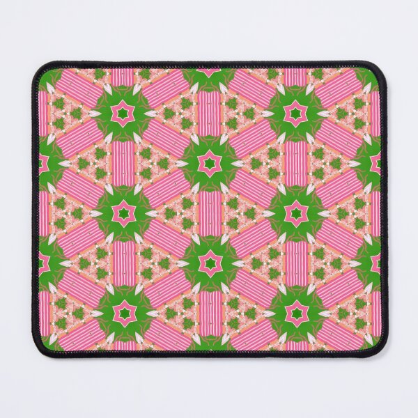 Item preview, Pink and green preppy chinoiserie lattice designed and sold by SophieClimaArt.