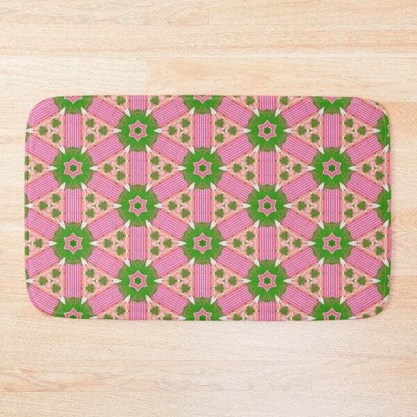 Item preview, Pink and green preppy chinoiserie lattice designed and sold by SophieClimaArt.