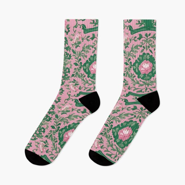 Item preview, Pink and green toile de jouy designed and sold by SophieClimaArt.