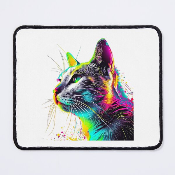 Item preview, Neon Whiskers: The Cybercat's Pop Art Portrait designed and sold by geodedebit.