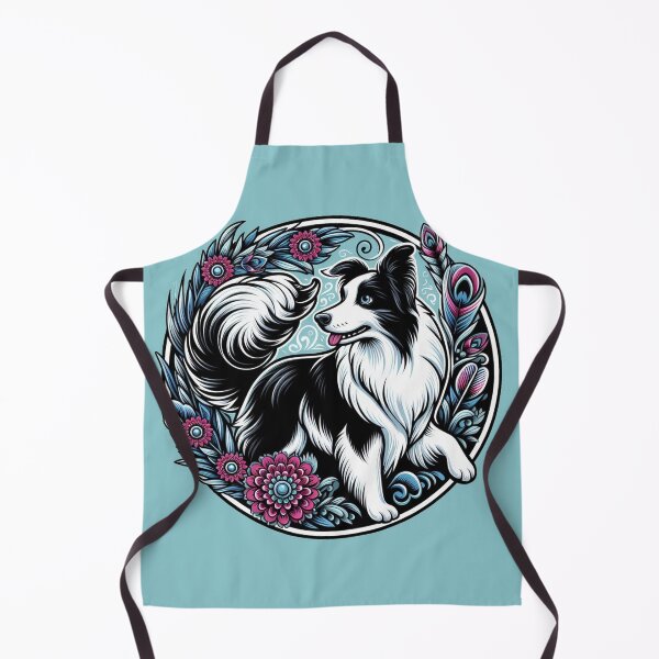 Item preview, Border Collie Black And White Prick Ear Herding Dog Fancy Floral designed and sold by CoffeeIsATrip.