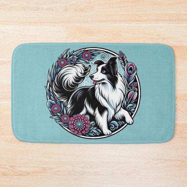 Item preview, Border Collie Black And White Prick Ear Herding Dog Fancy Floral designed and sold by CoffeeIsATrip.