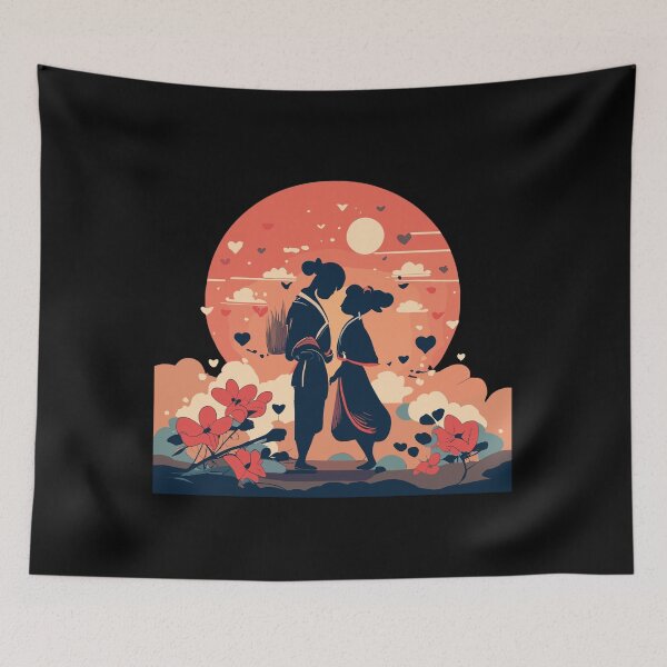 Item preview, Japanese Love Sunset Illustration designed and sold by Charm-Creations.