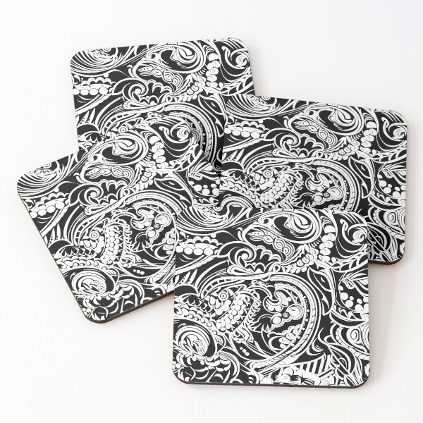 Item preview, Black and White Fancy Pattern 01  designed and sold by JoanNinjaHen.