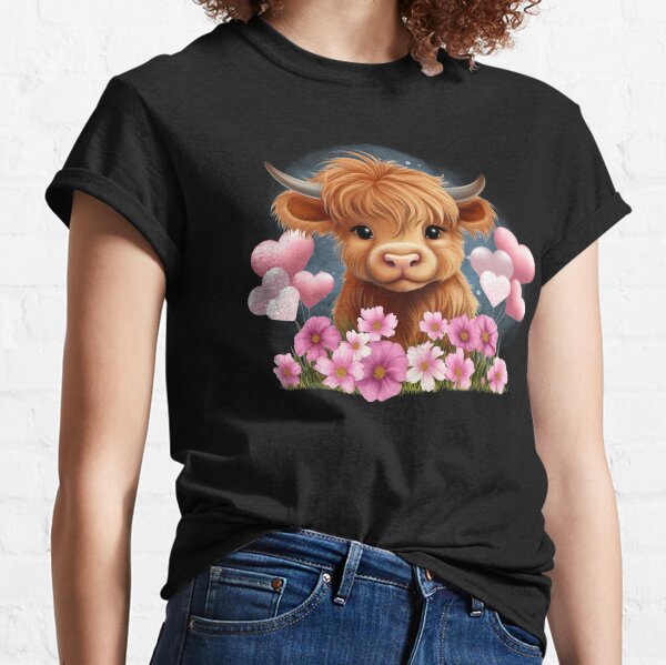 Item preview, Highland Cow - Valentine - Pink Flowers - Hearts - Balloons designed and sold by wongacreations.