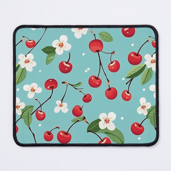 Item preview, Cherry and blossom on blue background designed and sold by Rebelka.