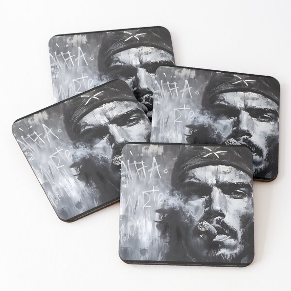 Item preview, Patria o Muerte Graffiti- Monochromatic Manifestation of Che Guevara's Defiance, Etched in Cigar Chronicles designed and sold by OlfactoART Studio.