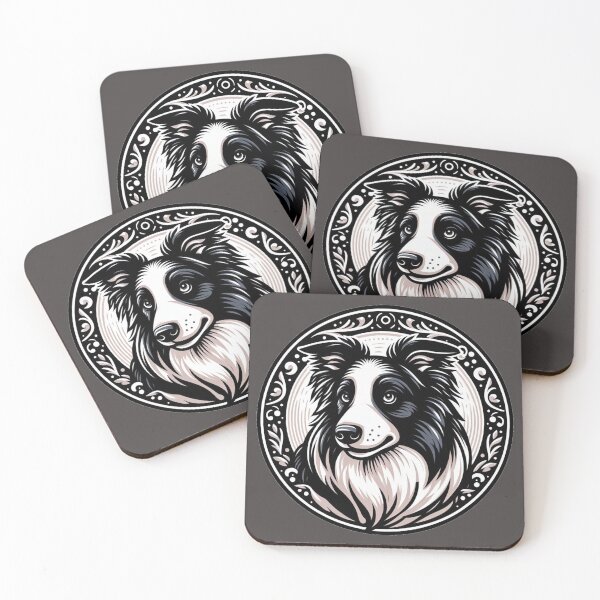 Item preview, Border Collie Black And White Herding Dog Cartoon Illustration designed and sold by CoffeeIsATrip.