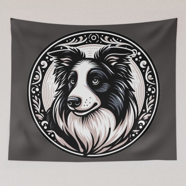 Item preview, Border Collie Black And White Herding Dog Cartoon Illustration designed and sold by CoffeeIsATrip.