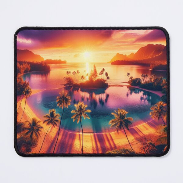 Item preview, Tropical Hawaiian Island Gorgeous Sunrise Over a Lagoon designed and sold by HippieFarms11.