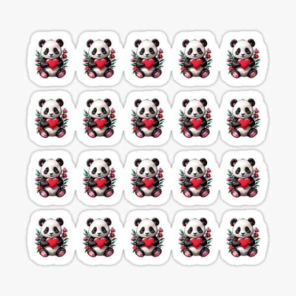 Panda Heart Set of 20 Sticker
