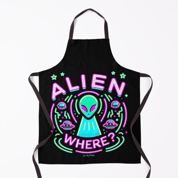 Item preview, Art By Minga Neon Purple and Teal Alien Where? Design designed and sold by Artbyminga.