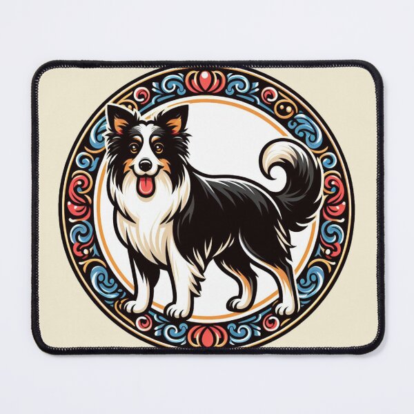 Item preview, Border Collie Tri Color Prick Ear Herding Dog Cartoon Illustration designed and sold by CoffeeIsATrip.