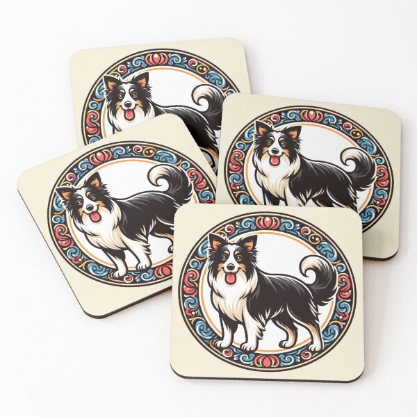 Item preview, Border Collie Tri Color Prick Ear Herding Dog Cartoon Illustration designed and sold by CoffeeIsATrip.