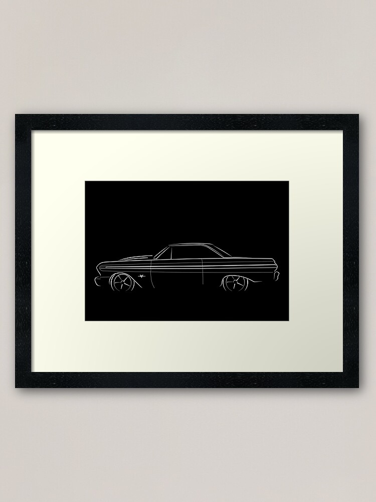 Alternate view of 1965 Ford Falcon - profile stencil, white Framed Art Print