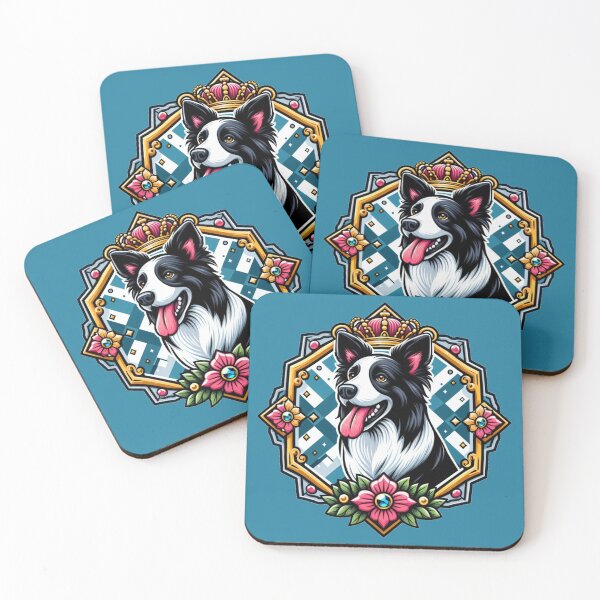Item preview, Border Collie Black White Prick Ear Herding Dog Cartoon Crown designed and sold by CoffeeIsATrip.